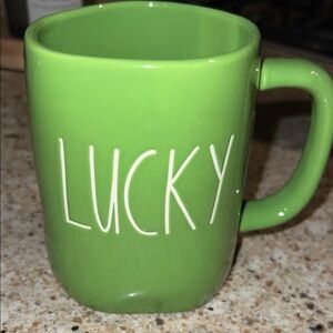 Rae Dunn Lucky Green Cermaic Coffee Mug